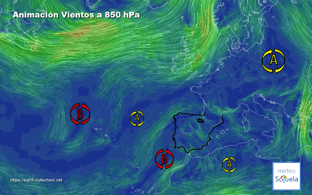 Animación Viento a 850hPa. Vientos de Levante