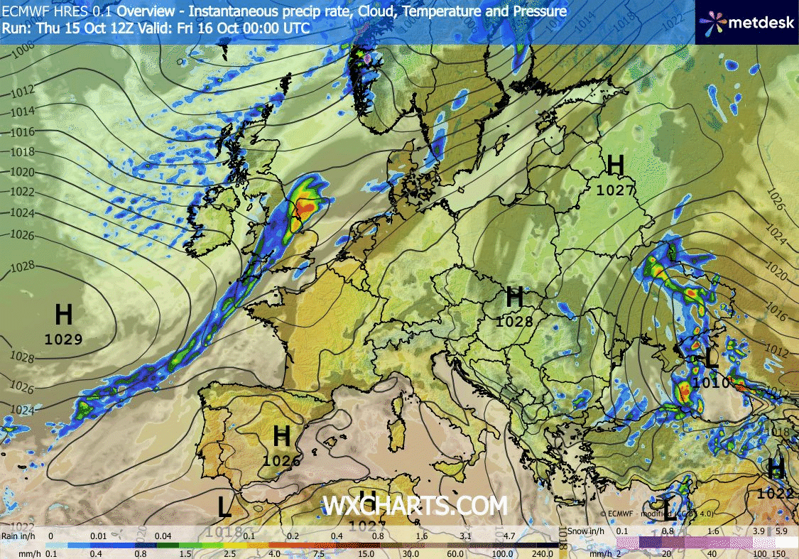 Animación de Modelos de Centros de presión y borrascas GFS Europa. Meteosojuela La Rioja