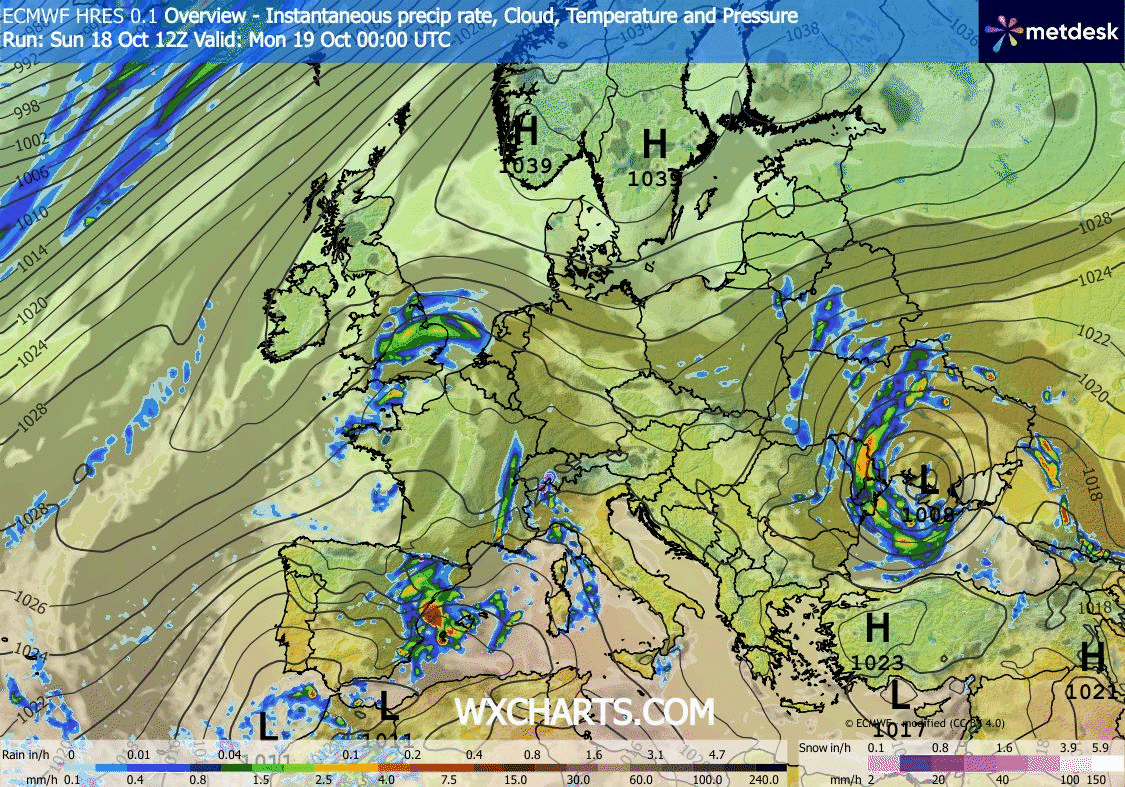 Animación de Modelos de Centros de presión y borrascas GFS Europa. Meteosojuela La Rioja