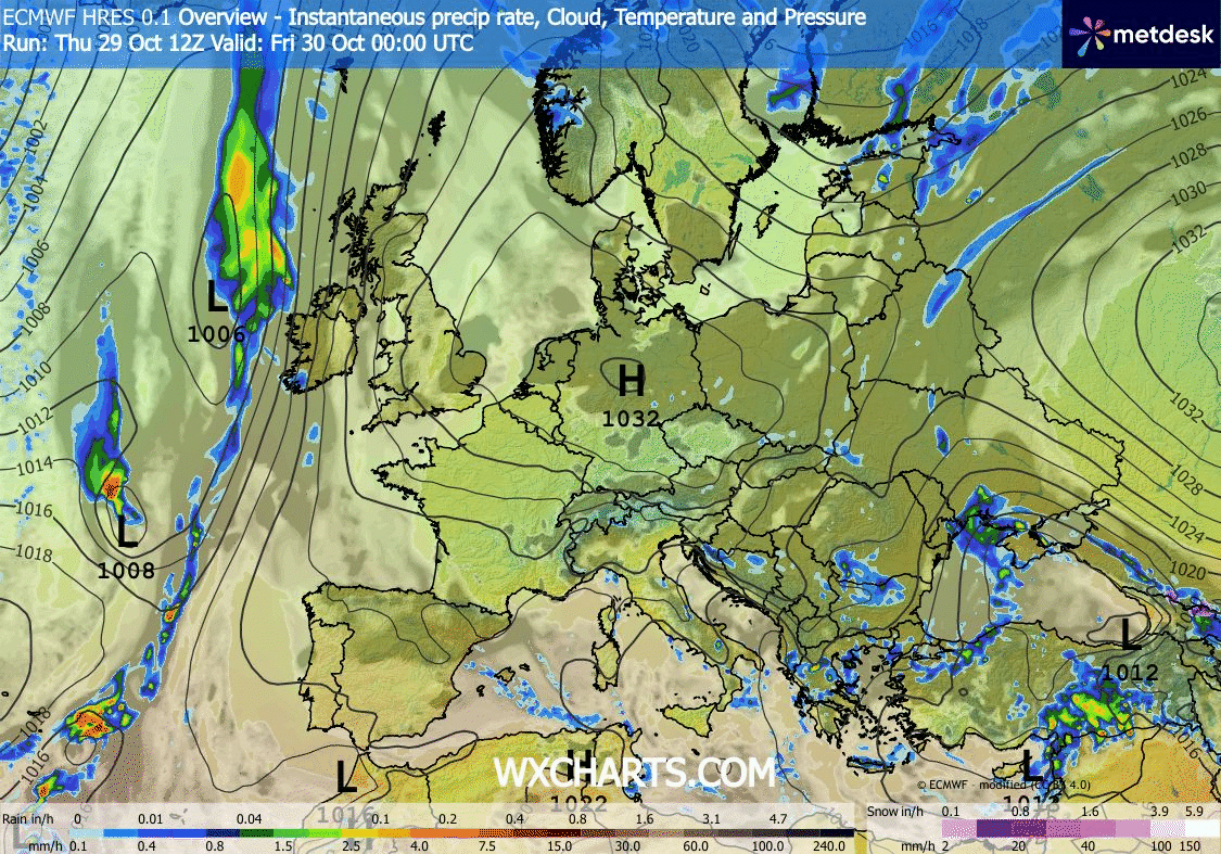 Animación de Modelos de Centros de presión y borrascas GFS Europa. Meteosojuela La Rioja