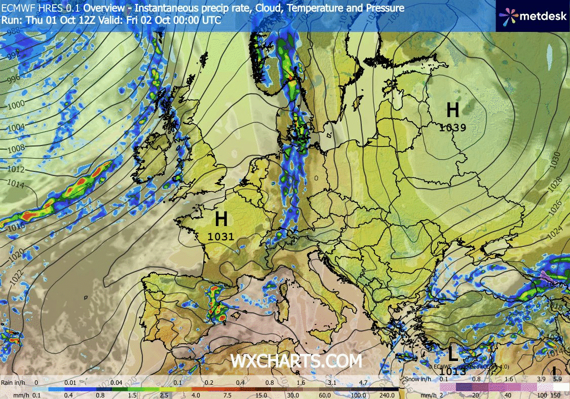 Animación de Modelos de Centros de presión y borrascas GFS Europa. Meteosojuela La Rioja