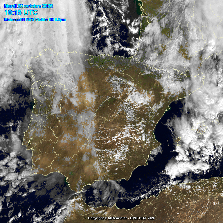 Animación imágenes satélite Meteosat. Cielos nubosos por frentes y líneas de inestabilidad