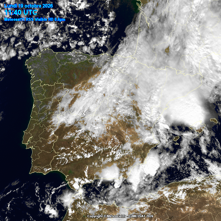 Animación imágenes satélite Meteosat. Cielos nubosos por frentes y líneas de inestabilidad