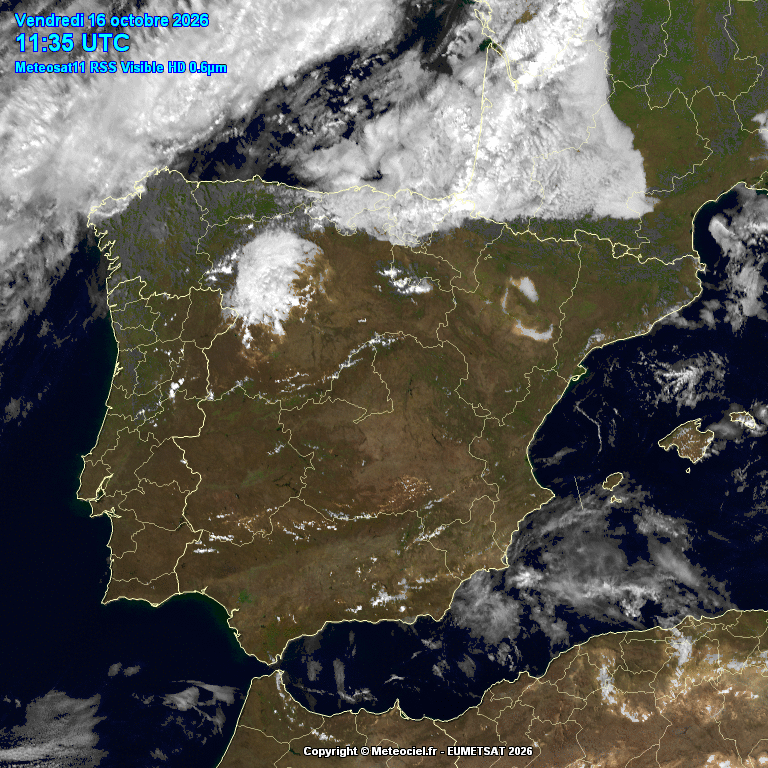 Animación imágenes satélite Meteosat. Frente y nubes de evolución
