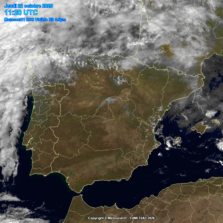 Animación imágenes satélite Meteosat. Frentes en frontolisis