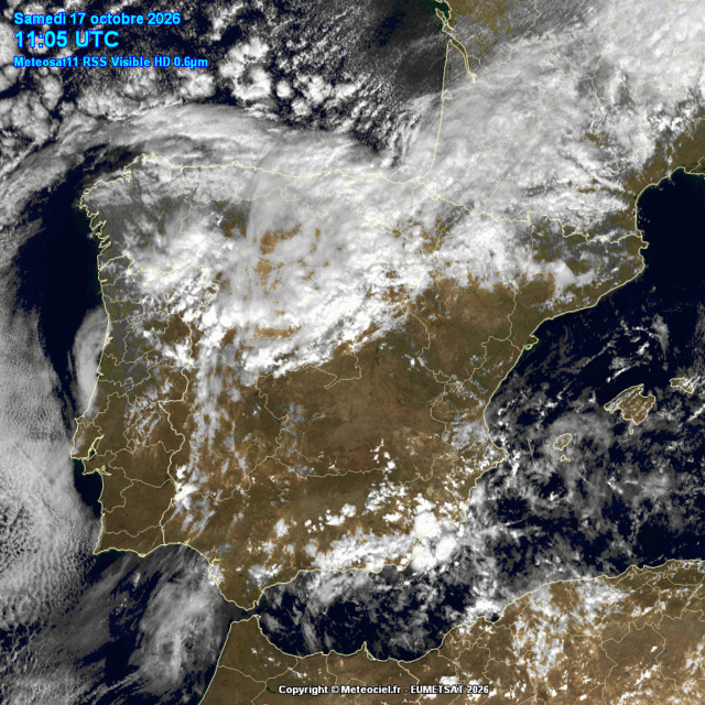 Animación imágenes satélite Meteosat. Muy nuboso
