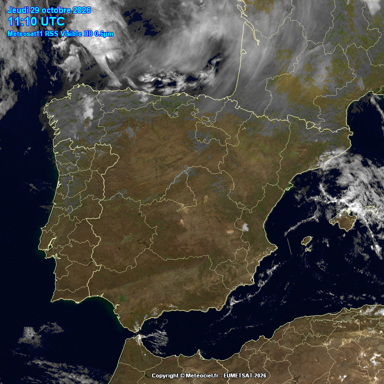 Animación imágenes satélite Meteosat. Nubes altas