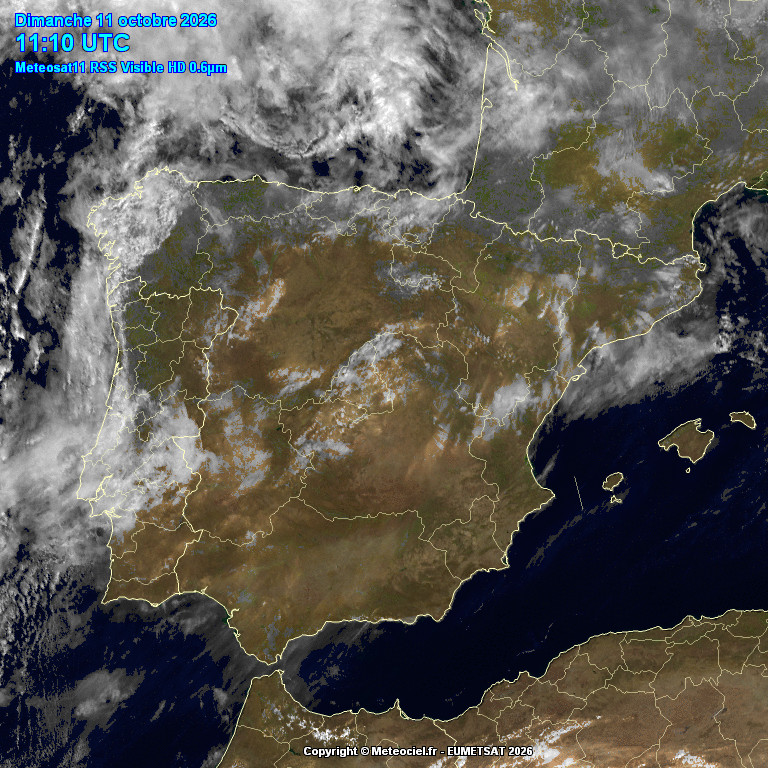 Animación imágenes satélite Meteosat. Nubosidad variable