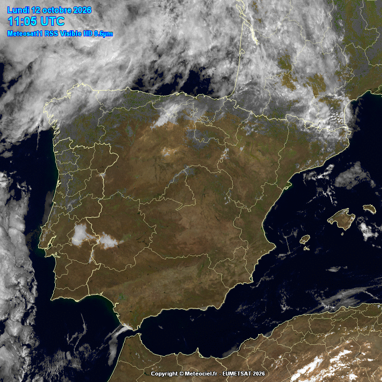 Animación imágenes satélite Meteosat. Nubosidad variable