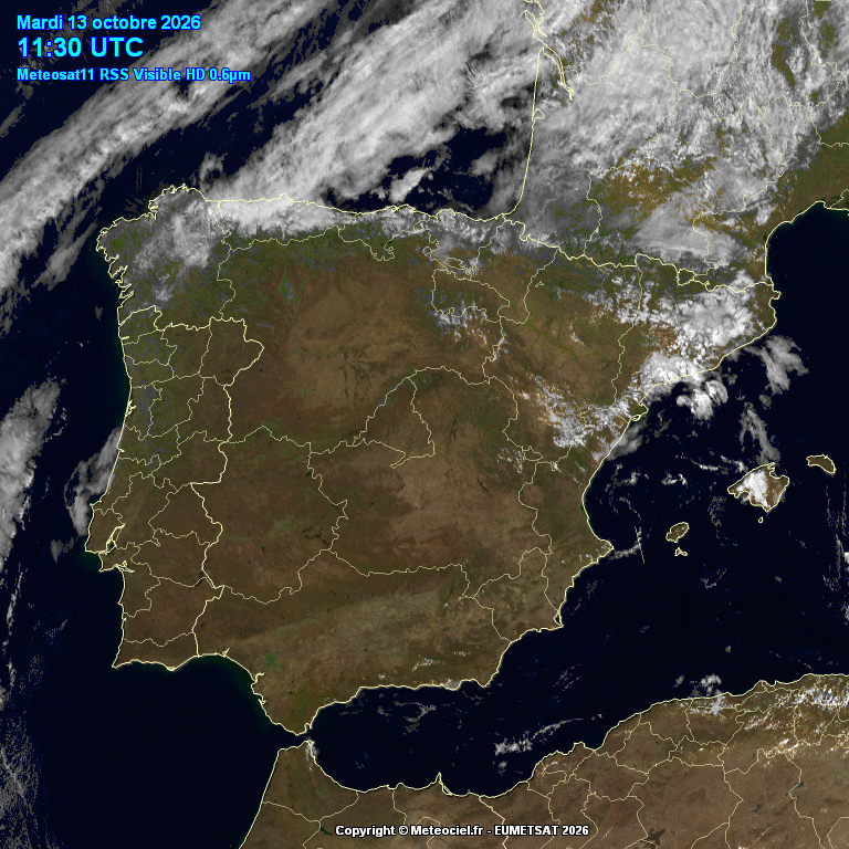 Animación imágenes satélite Meteosat. Nubosidad variable