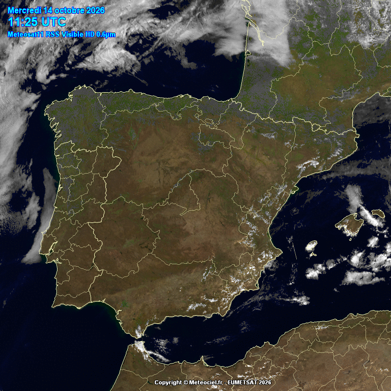 Animación imágenes satélite Meteosat. Nubosidad variable