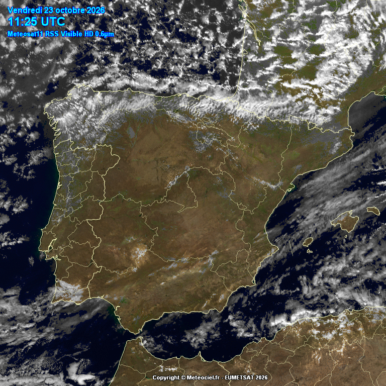 Animación imágenes satélite Meteosat. Nubosidad variable asociada a frentes en frontolisis