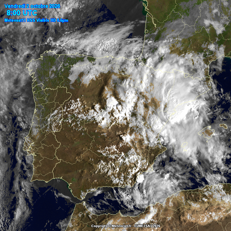 Animación imágenes satélite Meteosat. Nubosidad variable asociada a la llegada de frentes
