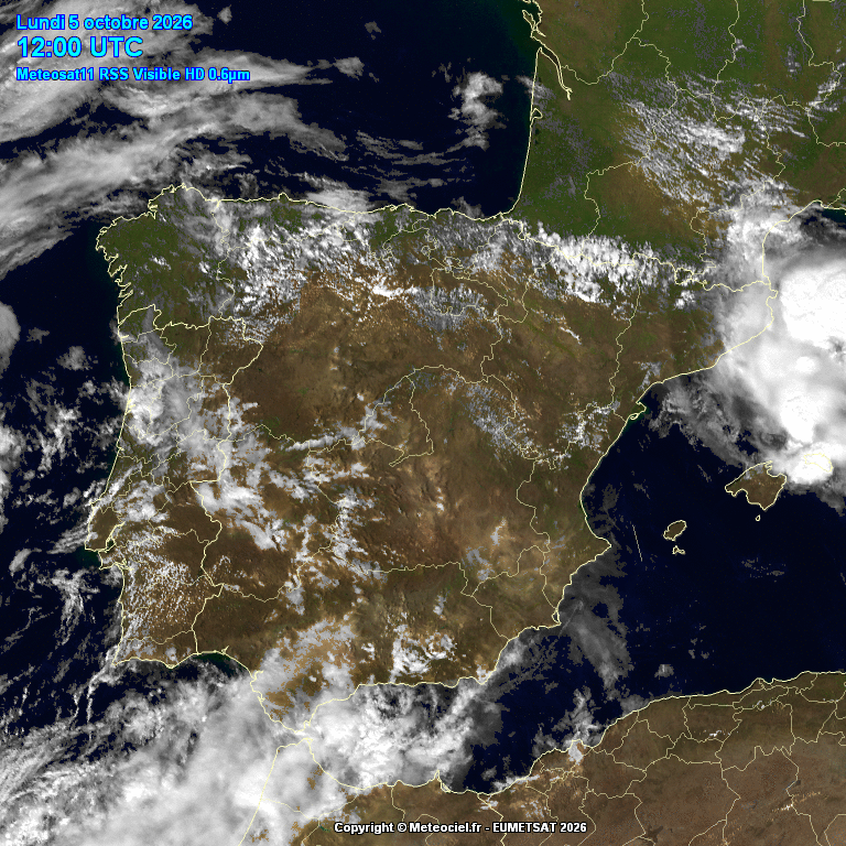 Animación imágenes satélite Meteosat. Nubosidad variable