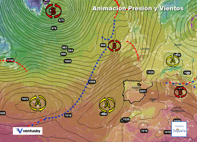 Animación presión y viento, Altas presiones de bloqueo