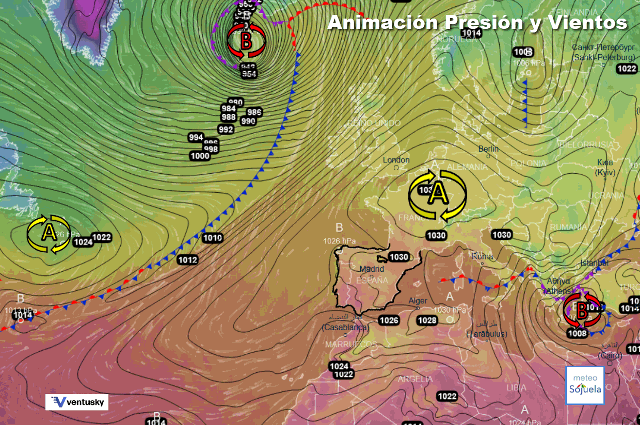Animación presión y viento, Altas presiones de bloqueo