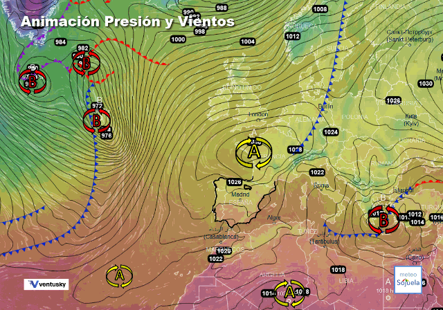 Animación presión y viento, Altas presiones de bloqueo