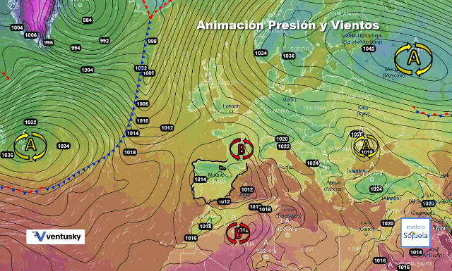 Animación presión y viento, Entre altas y bajas presiones