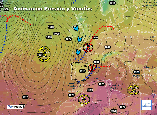 Animación presión y viento, Situacion de NW