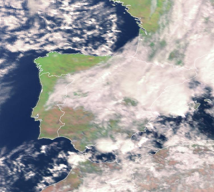Imagen de satélite. Nubosidad abundante