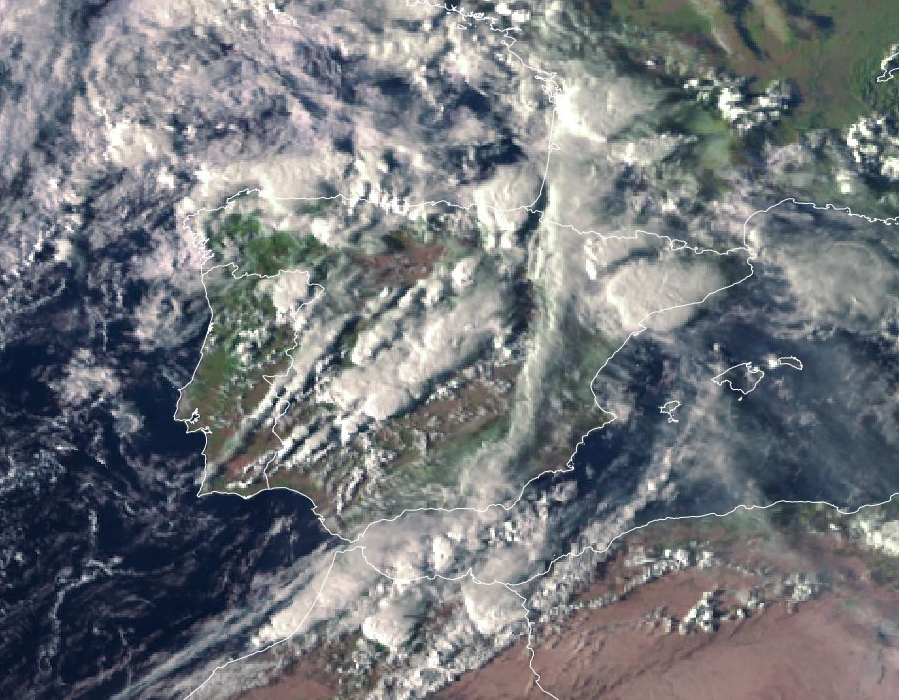 Imagen de satélite. Nubosidad abundante con tormentas