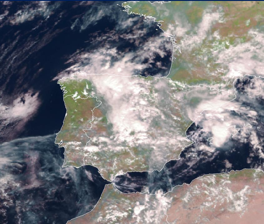 Imagen de satélite. Nubosidad abundante en relacion a la llegada de frentes