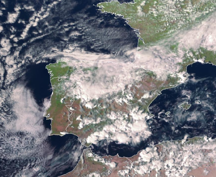Imagen de satélite. Nubosidad abundante