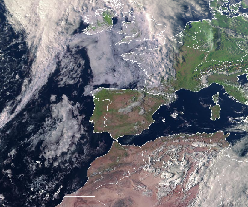 Imagen de satélite. Nubosidad variable