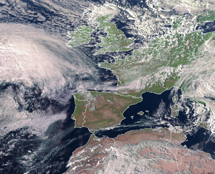 Imagen de satélite. Poco nuboso con nubes en el Norte
