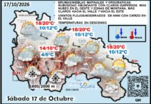 El tiempo de hoy en La Rioja. 17/10/2026. Desapacible. Lluvia y más frío Mapa del tiempo en La Rioja. Meteosojuela
