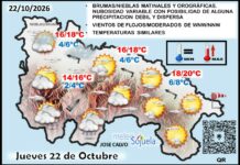 El tiempo de hoy en La Rioja. 22/10/2026. Tranquilidad otoñal Mapa del tiempo en La Rioja. Meteosojuela
