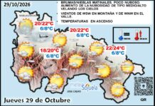 El tiempo de hoy en La Rioja. 28/10/2026. Estabilidad con nubes altas Mapa del tiempo en La Rioja. Meteosojuela