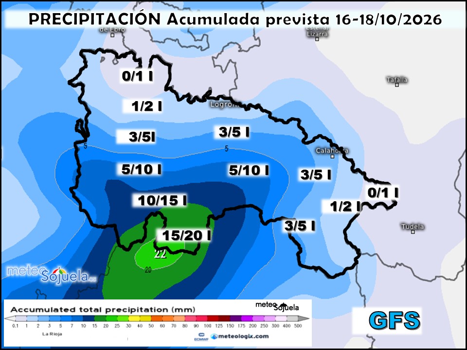 Precipitación Acumulada según GFS Meteosojuela La Rioja