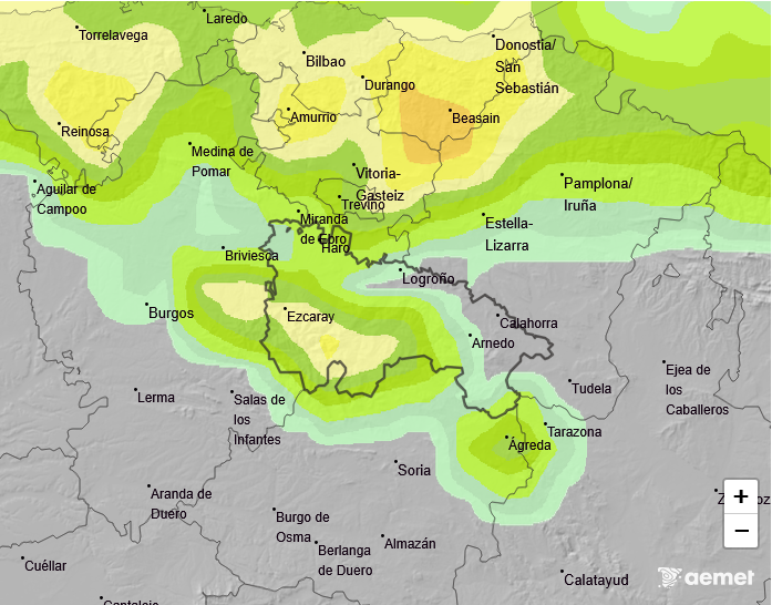 Probabilidad de precipitación según AEMET 0910