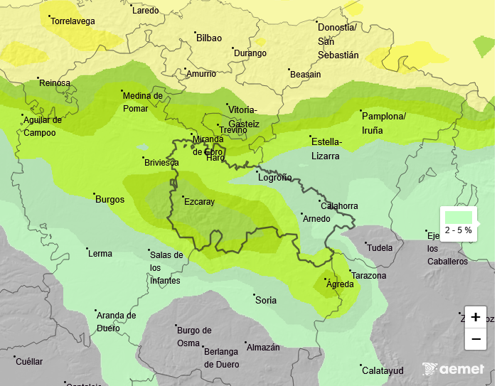 Probabilidad de precipitación según AEMET 1110