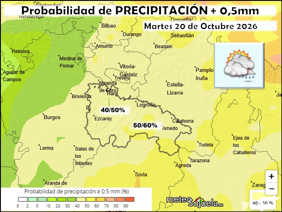 Probabilidad de precipitación según AEMET