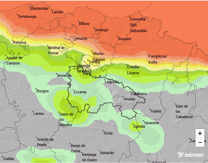 Probabilidad de precipitación según AEMET 23