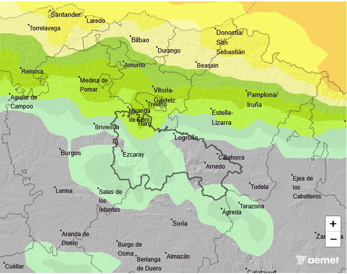 Probabilidad de precipitación según AEMET 25