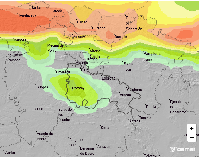 Probabilidad de precipitación según AEMET 27