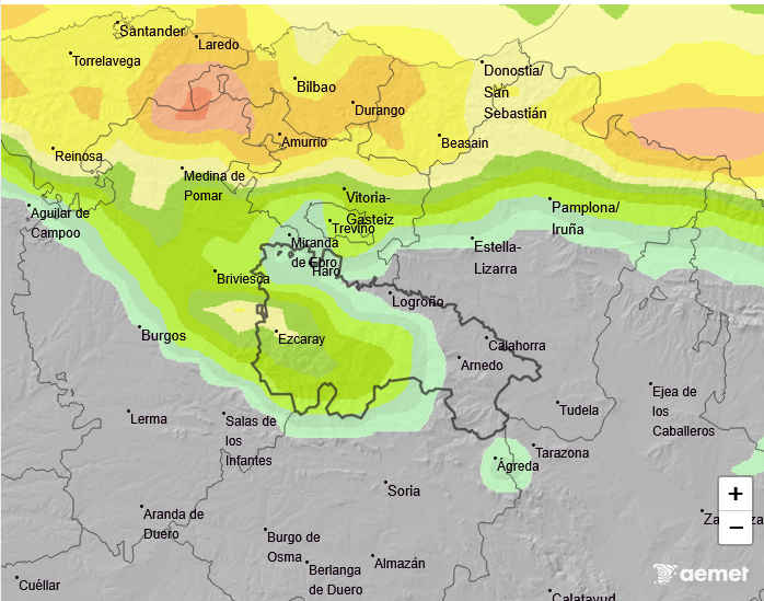 Probabilidad de precipitación según AEMET 28