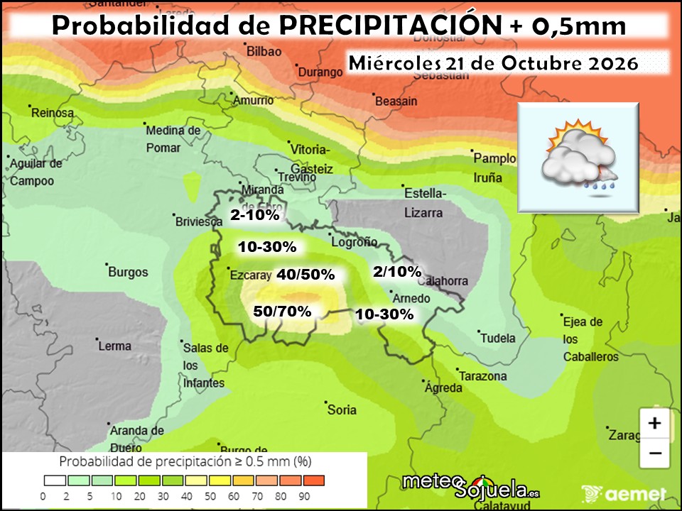 Probabilidad de precipitación según AEMET