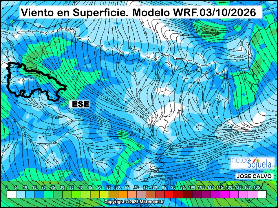 Viento en Superficie Modelo WRF Meteosojuela.