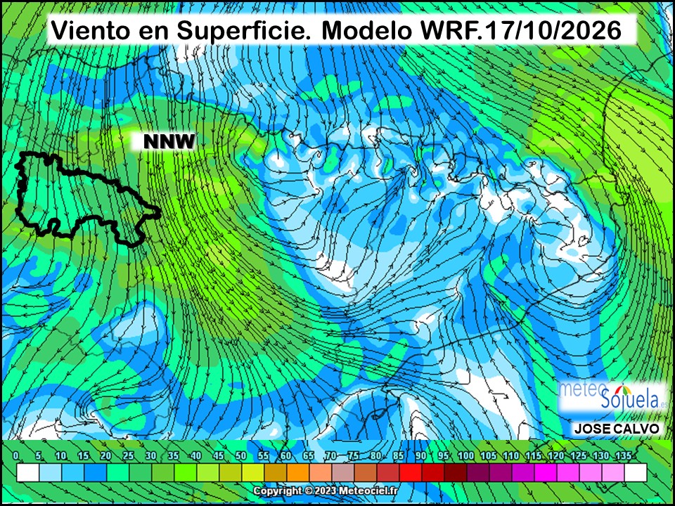 Viento en Superficie Modelo WRF Meteosojuela.