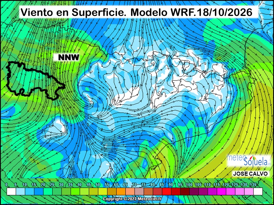 Viento en Superficie Modelo WRF Meteosojuela.