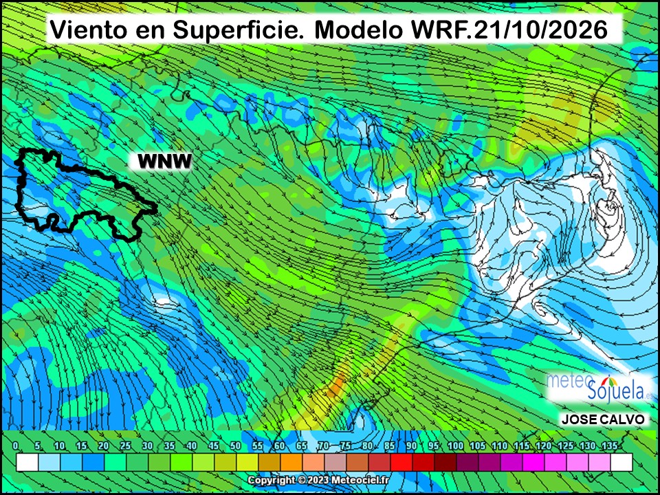 Viento en Superficie Modelo WRF Meteosojuela.