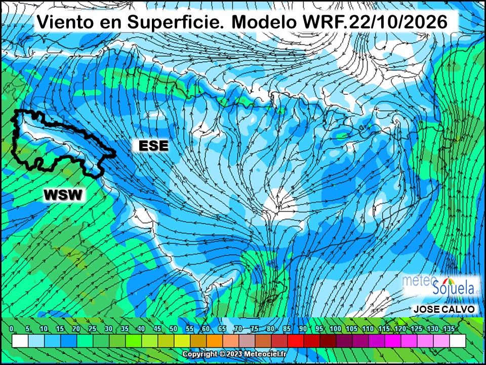 Viento en Superficie Modelo WRF Meteosojuela.