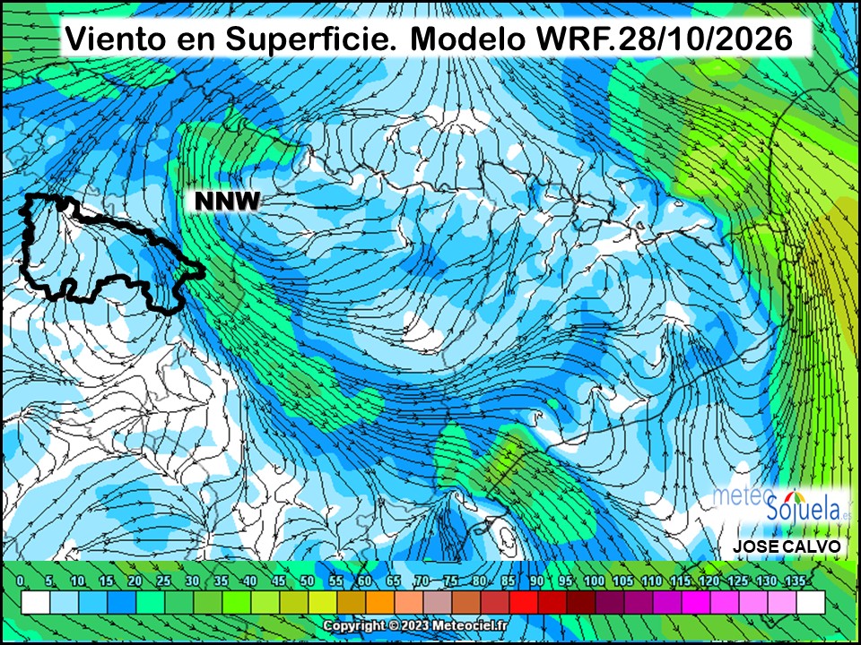 Viento en Superficie Modelo WRF Meteosojuela.