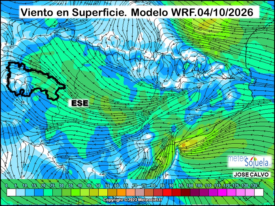 Viento en Superficie Modelo WRF Meteosojuela.