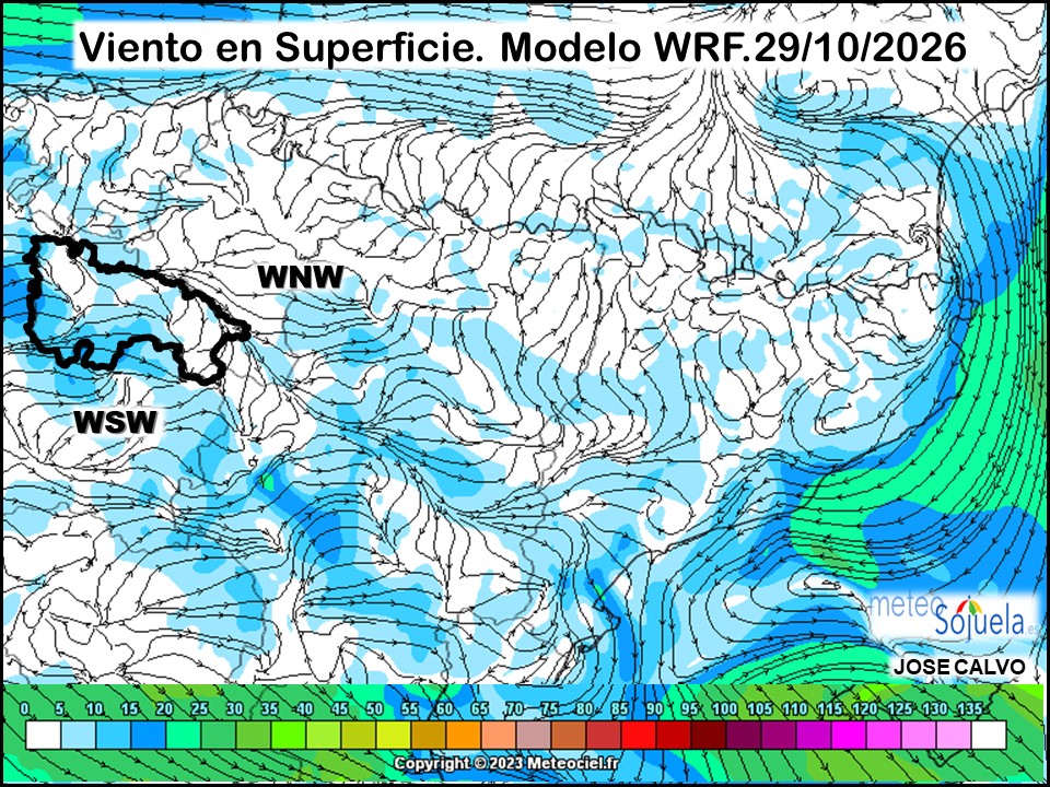 Viento en Superficie Modelo WRF Meteosojuela.