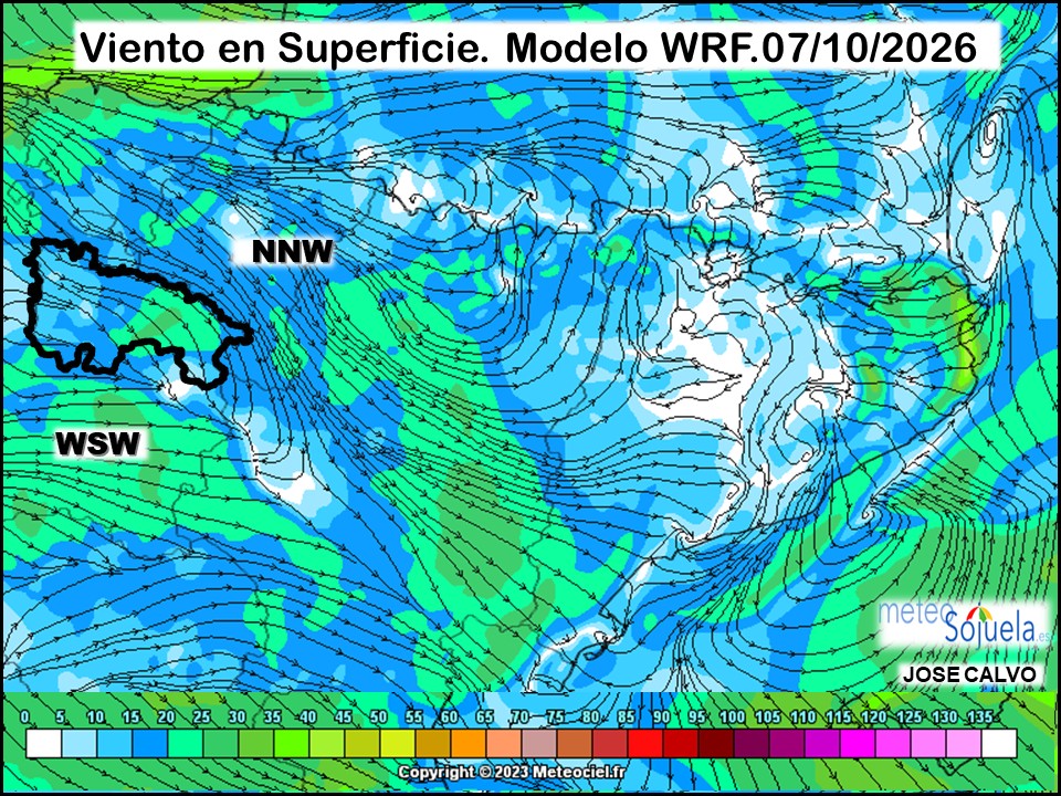 Viento en Superficie Modelo WRF Meteosojuela.